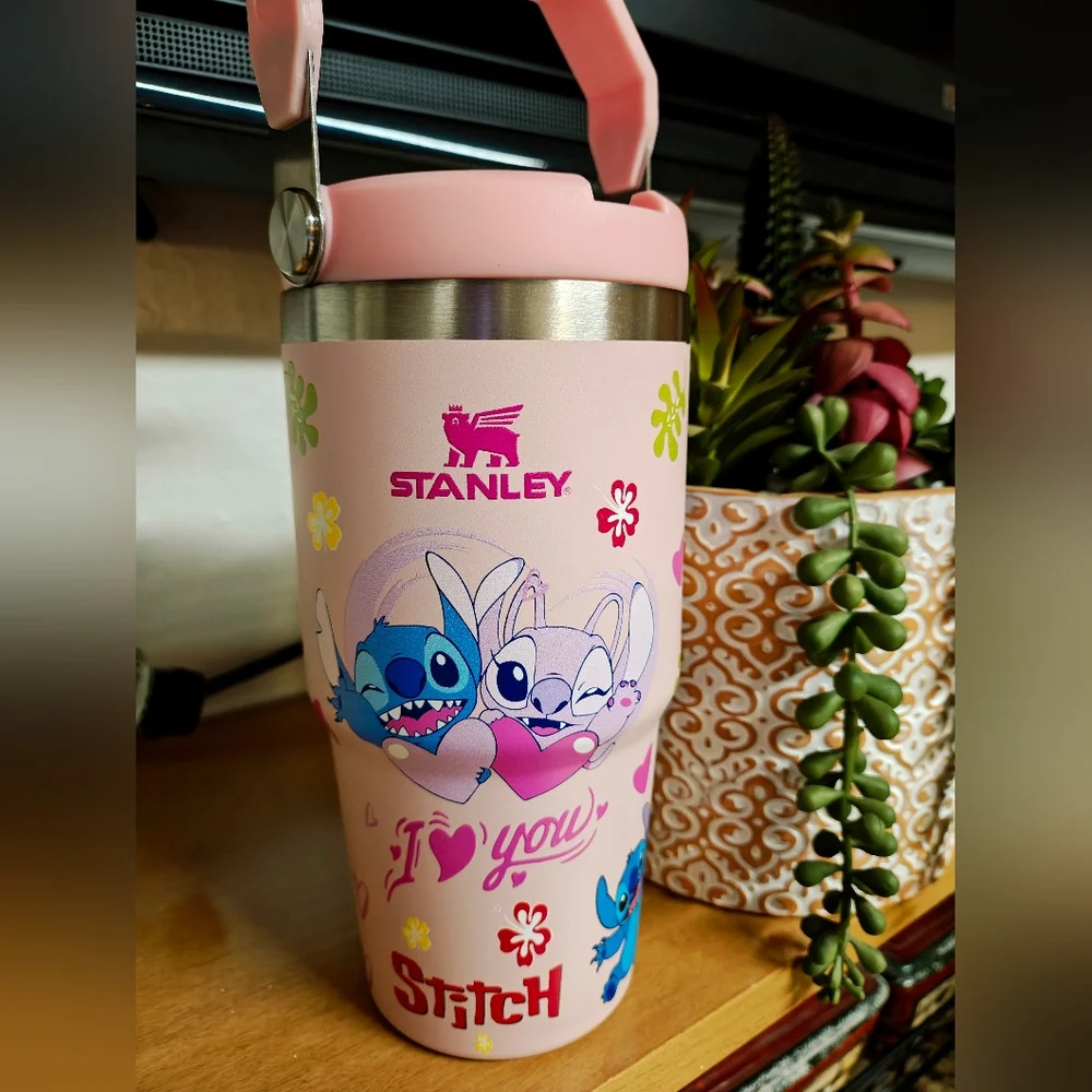 Stanley Pink Tumbler with Cartoon Design - Picture 2 of 7